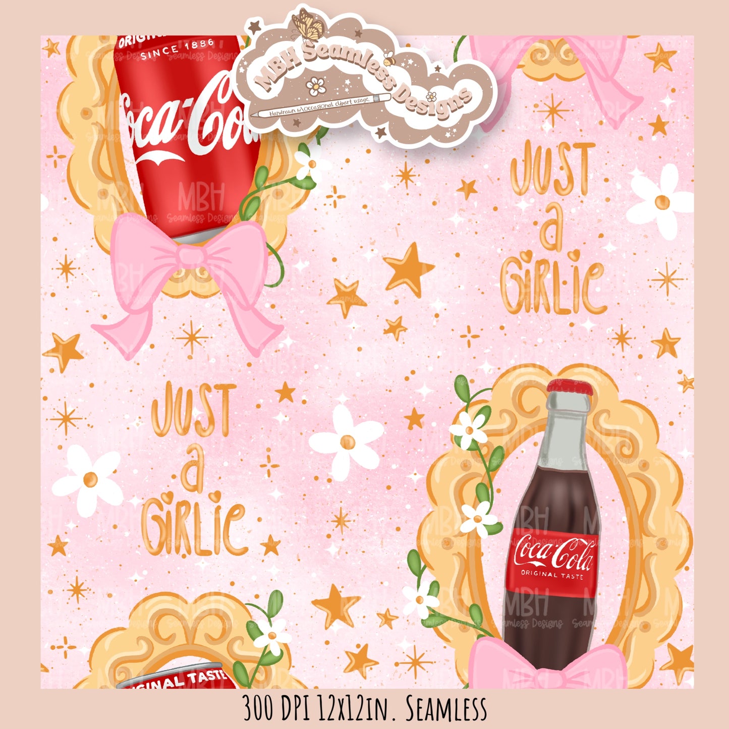 Coquette Cola Frames Seamless Pattern//Multiple Colorway Options