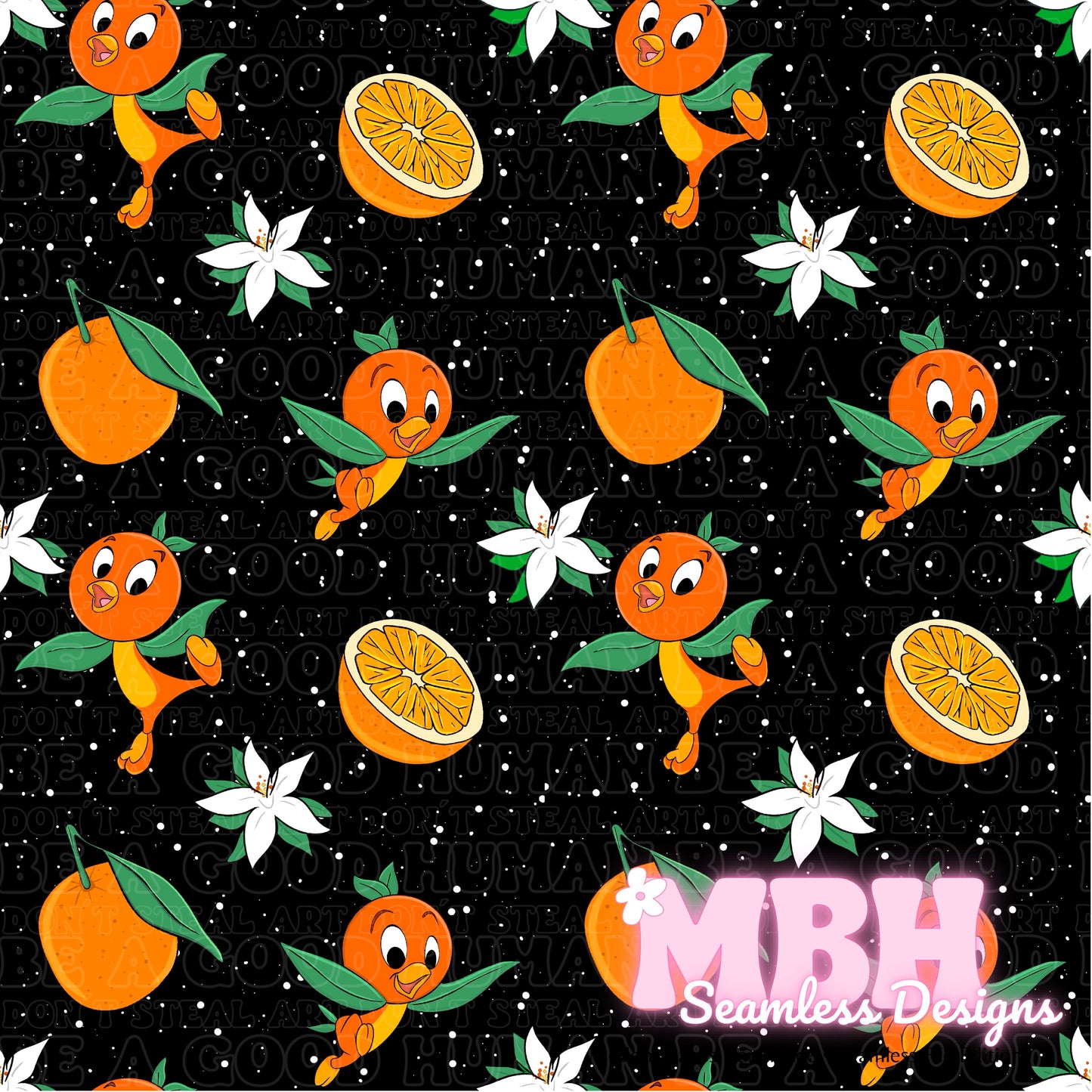 Orange Bird Floral Spex Seamless Pattern MULTIPLE COLORWAYS