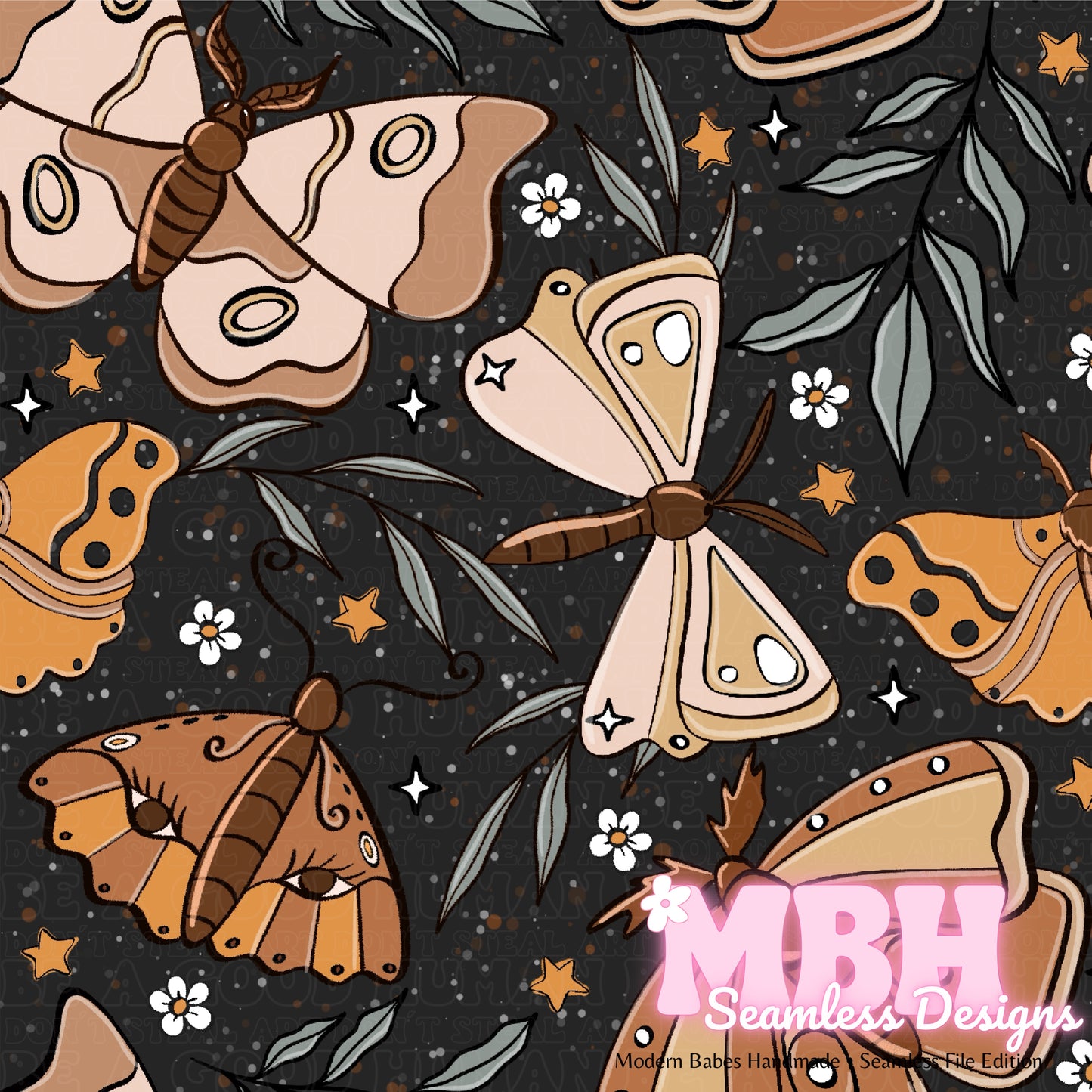 Bohemian Moths Seamless Pattern MULTIPLE COLORWAYS