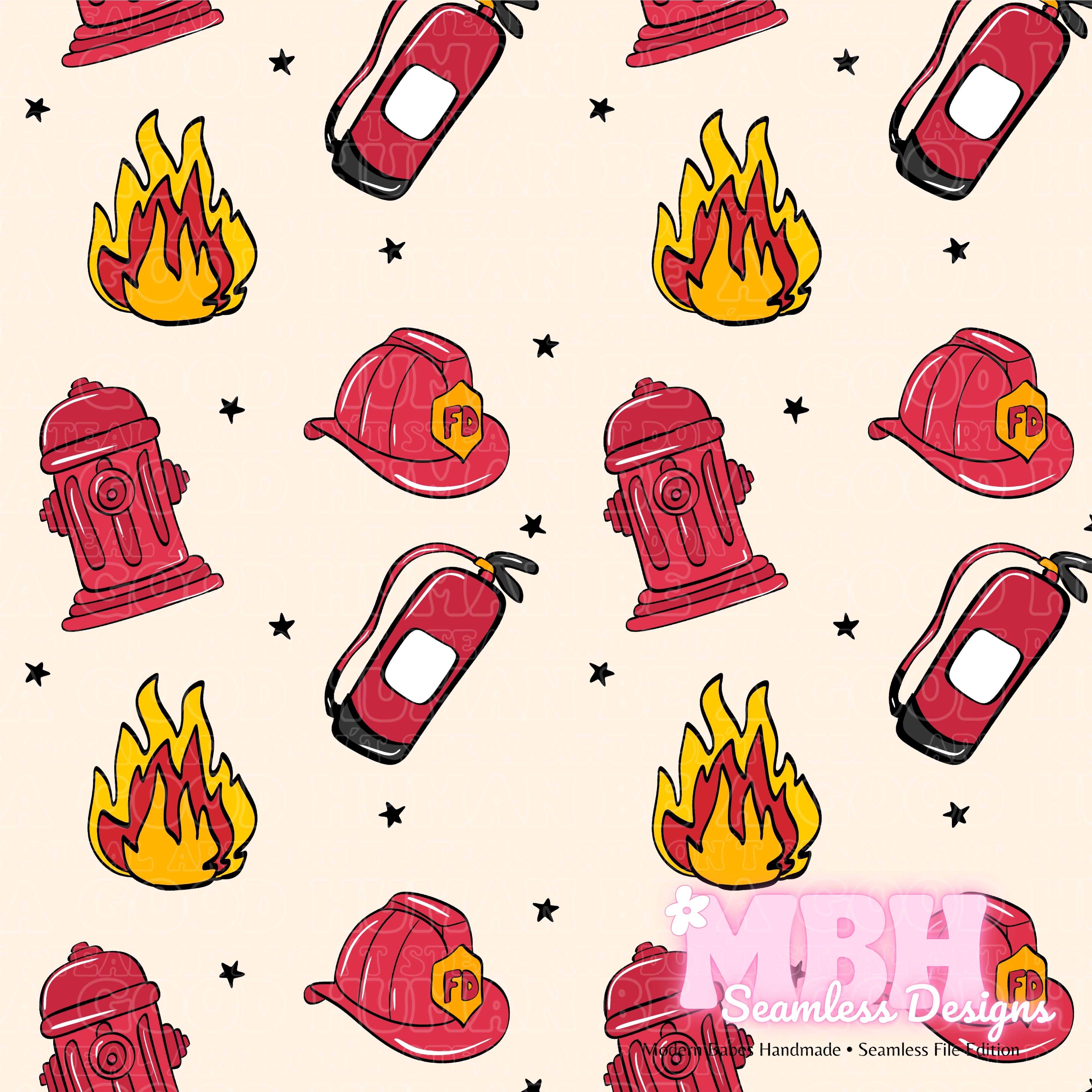 Fireman Patterns Starry Fireman Seamless Pattern – MBH Seamless Designs