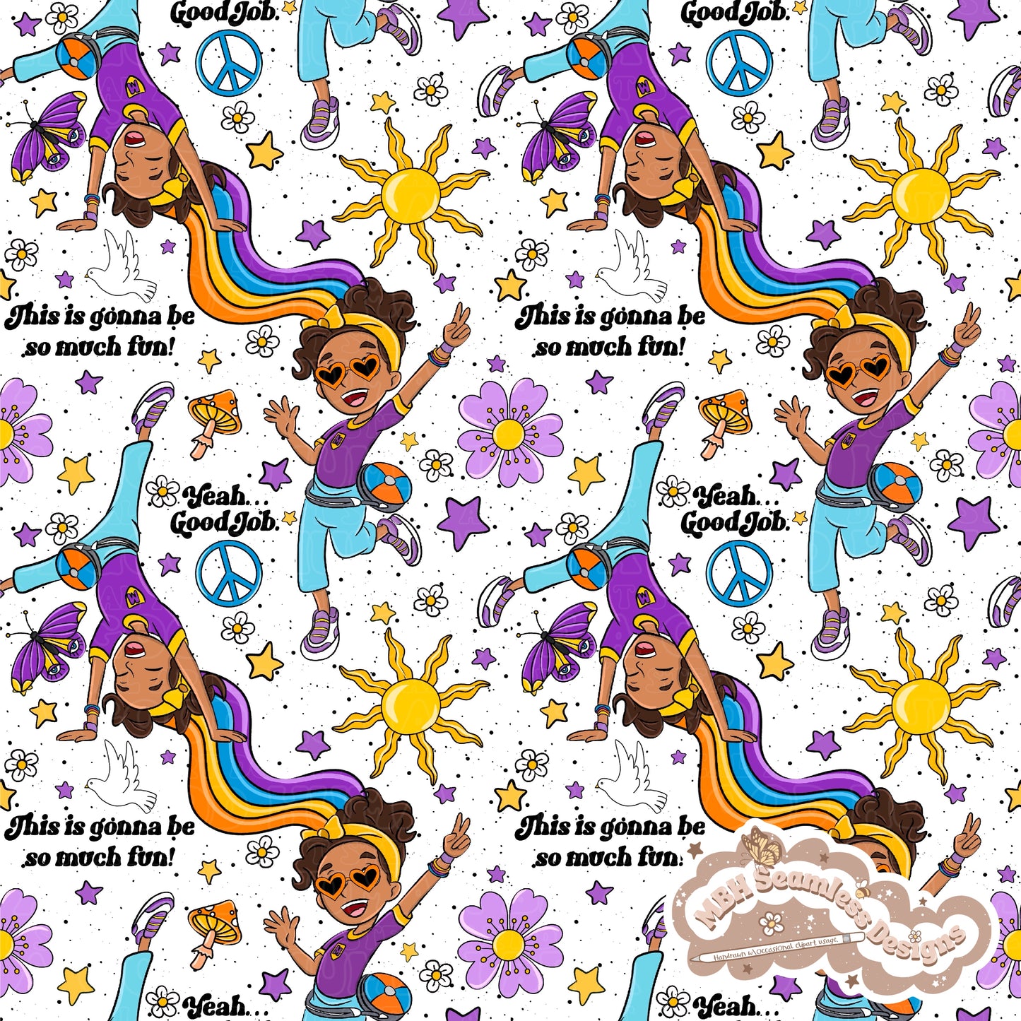 Groovy Meekah Seamless Pattern MULTIPLE COLORWAYS