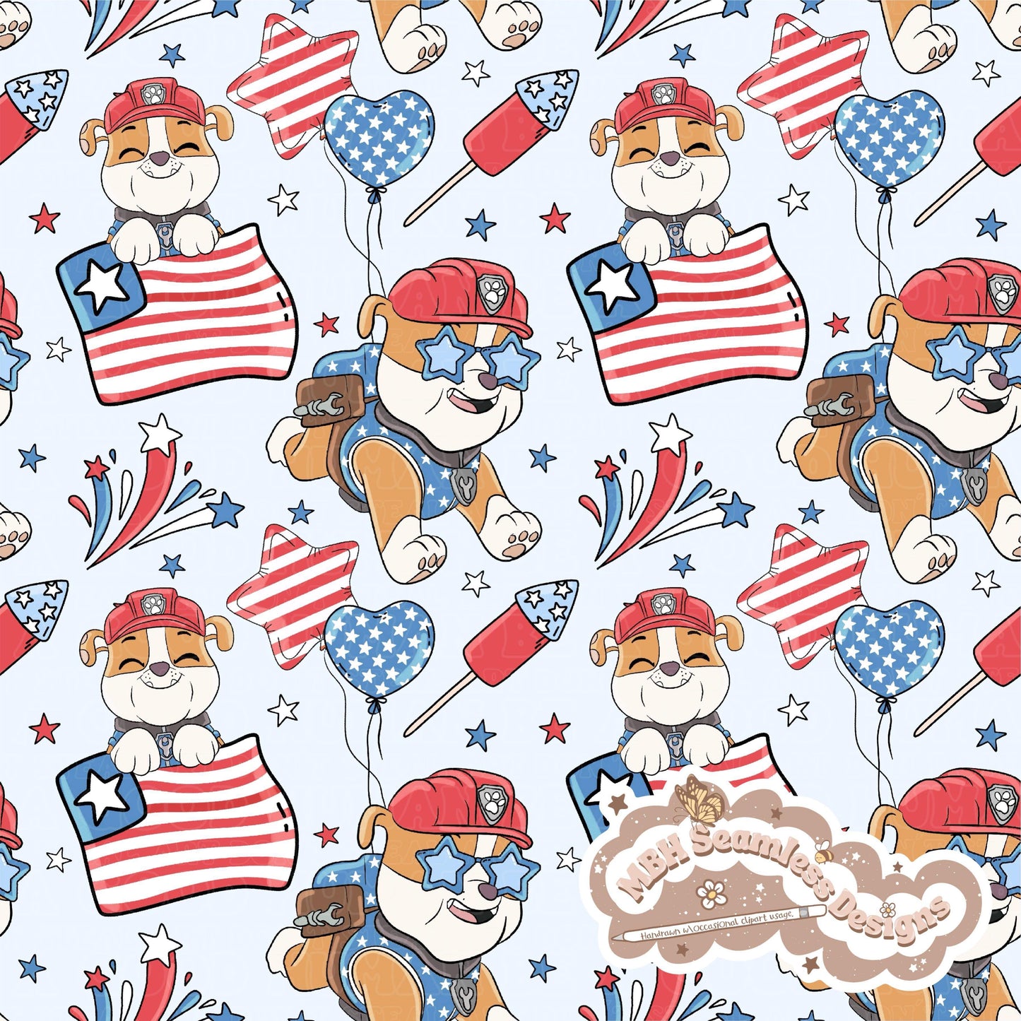 Patriotic Rubble Seamless Pattern MULTIPLE COLORWAYS