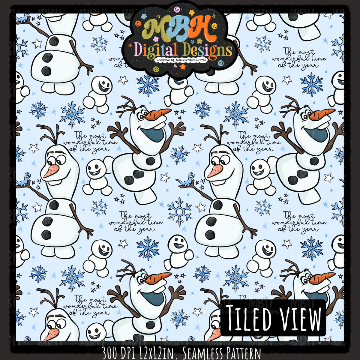 Olaf Seamless Pattern // PNG // Assorted Colorways