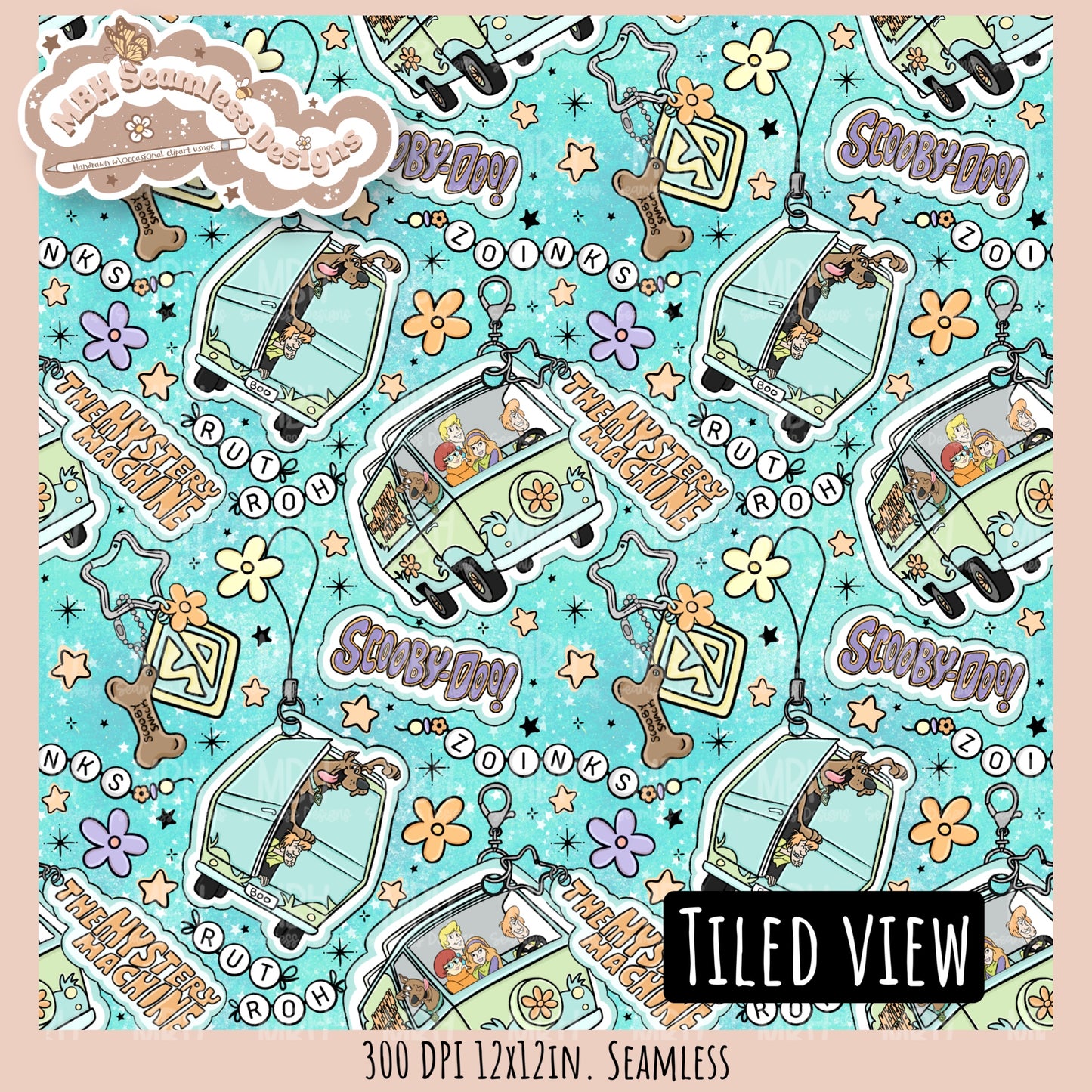 Scooby Charms Seamless Pattern MULTIPLE COLORWAYS // PNG