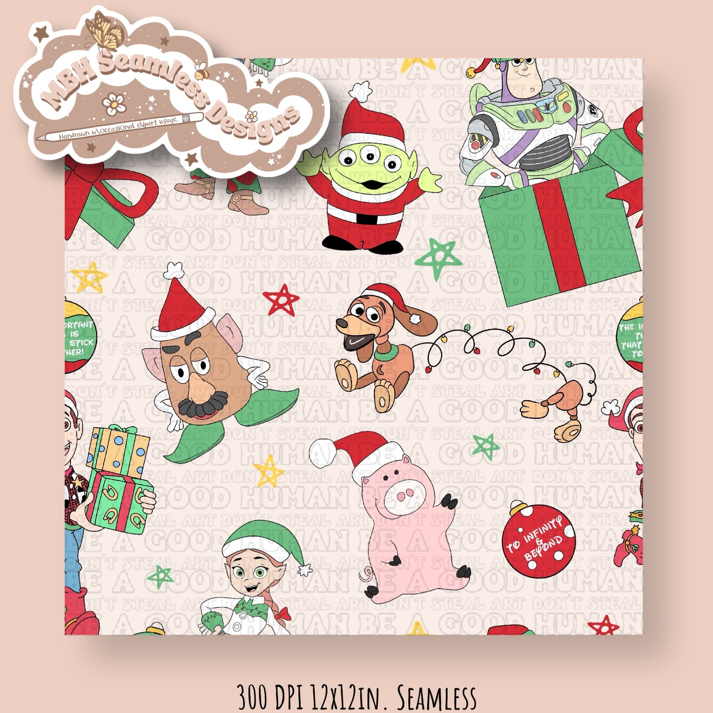 Holiday Toy Story Seamless Pattern