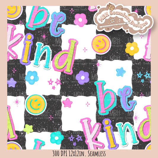 Be Kind Seamless Pattern // SUB PNG // Multiple Colorway Options