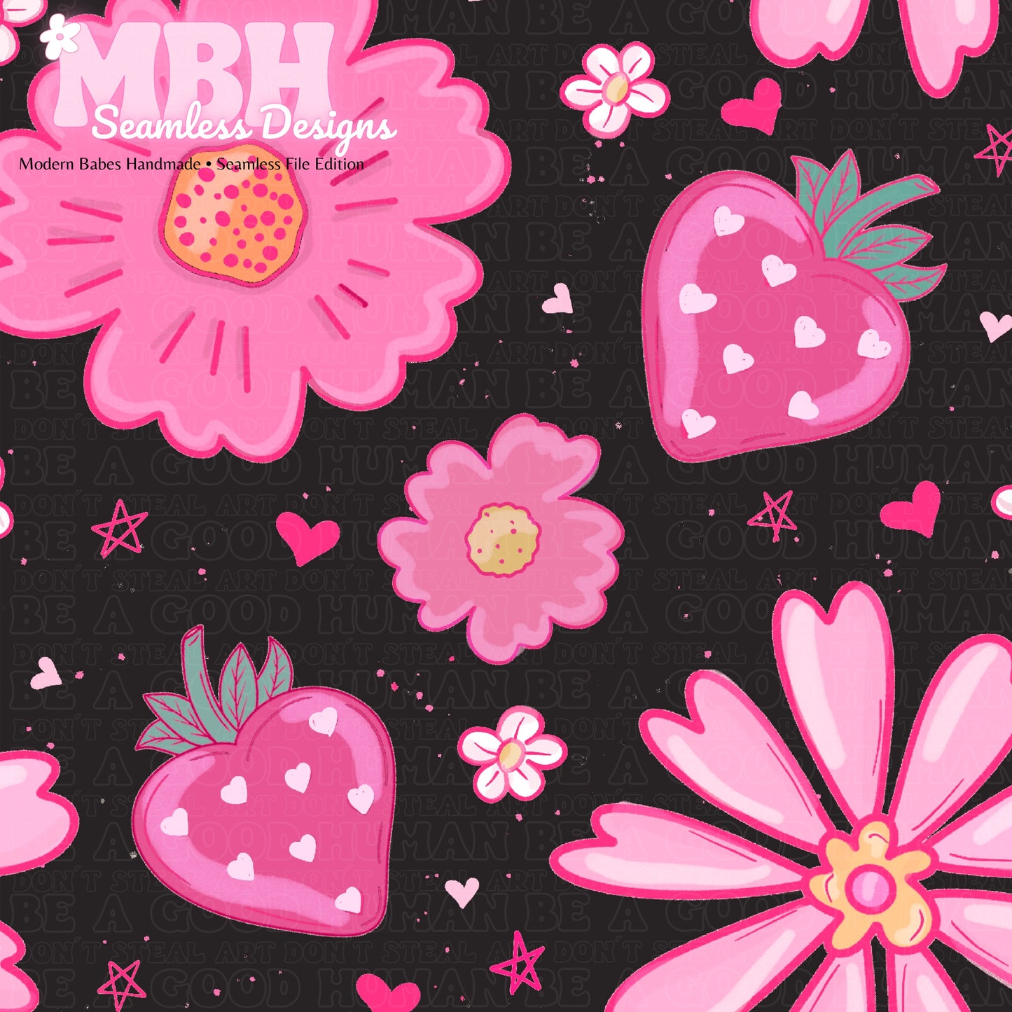 Strawberry Floral 2 Colorways Seamless Pattern