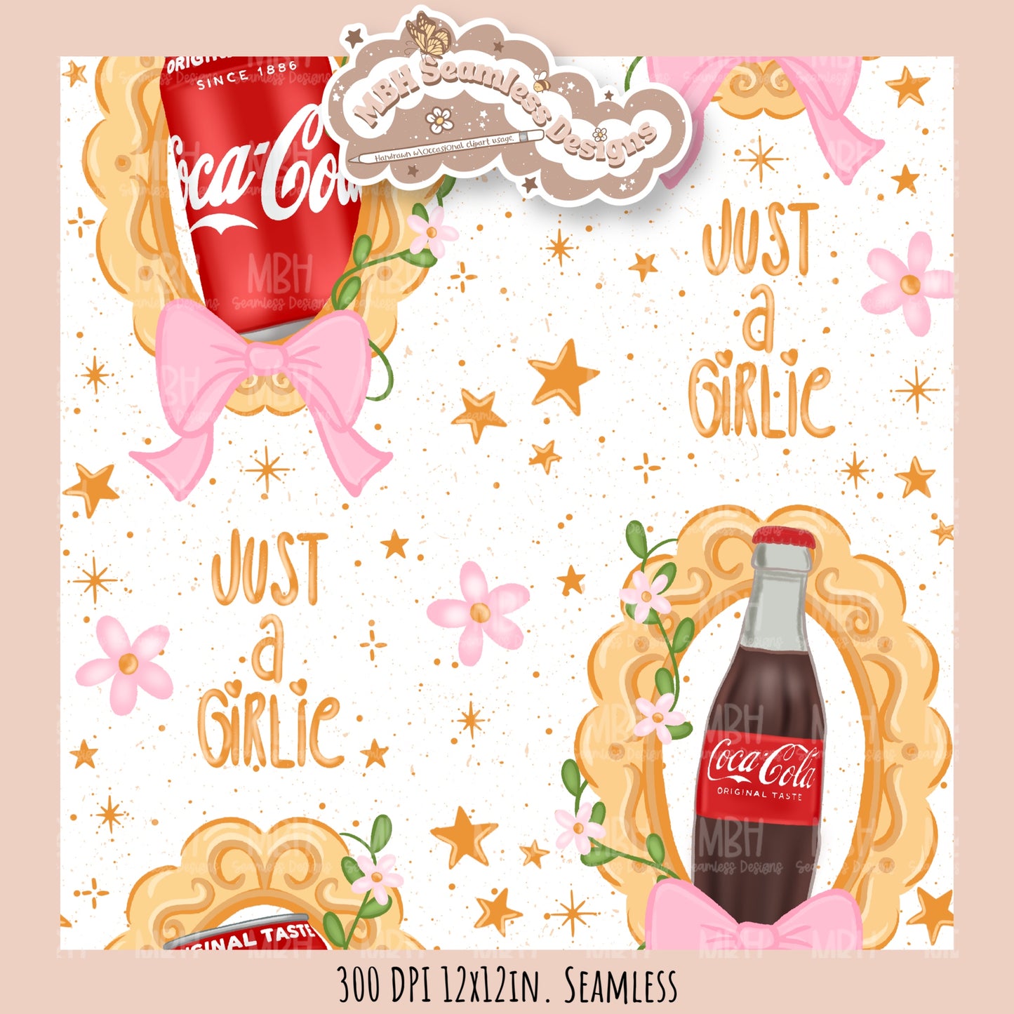 Coquette Cola Frames Seamless Pattern//Multiple Colorway Options