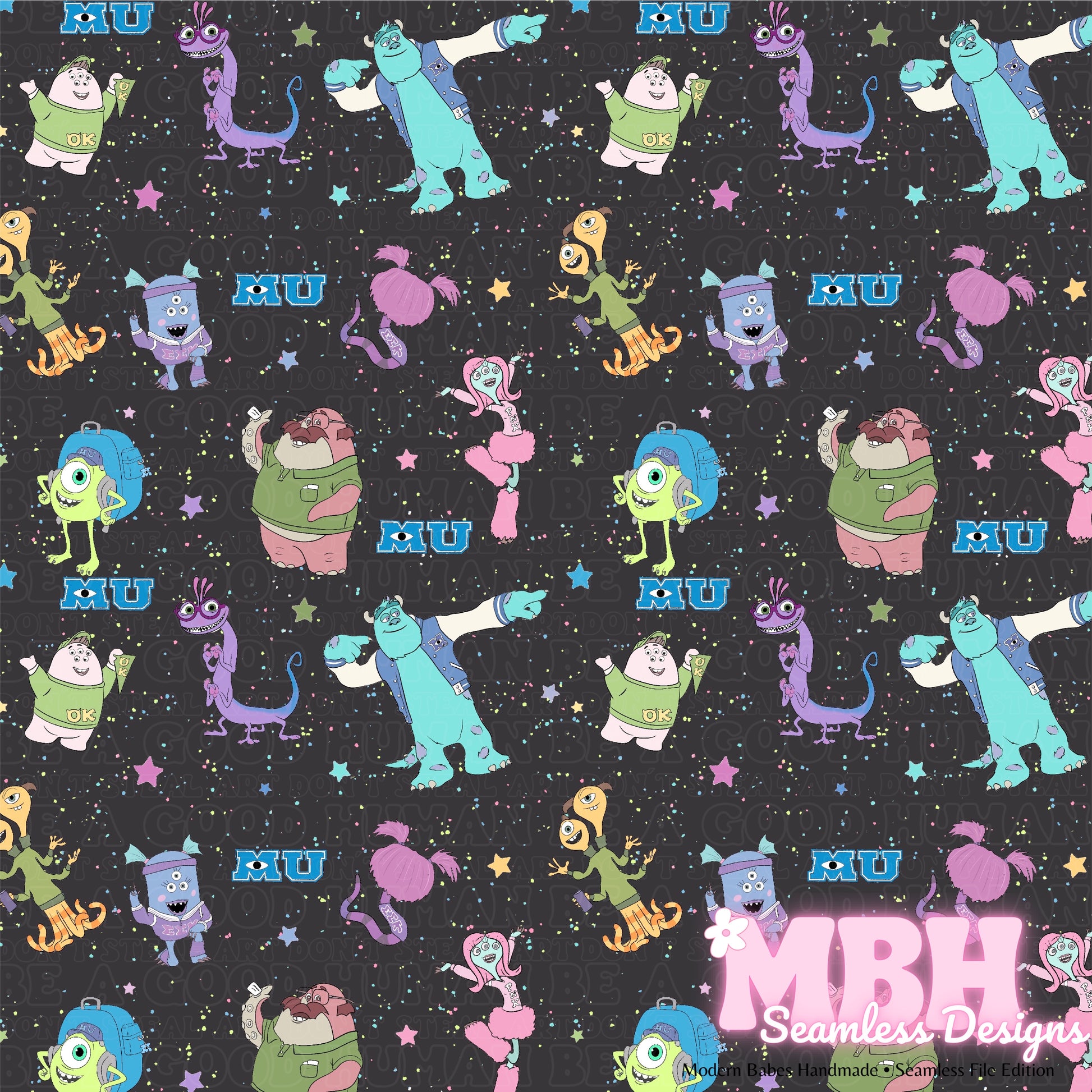 monsters university font Monsters University Seamless Pattern – MBH Seamless Designs