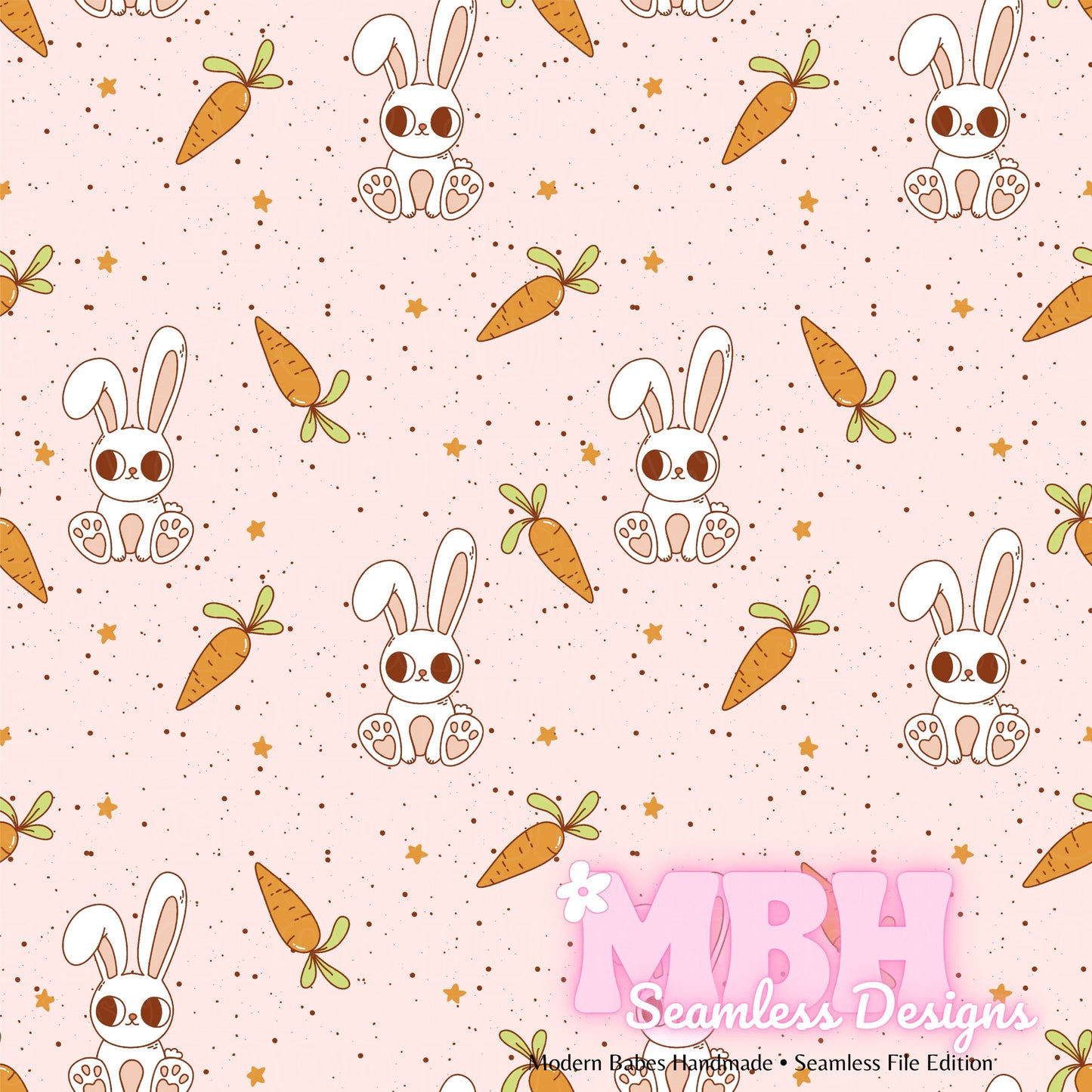 Cute Starry Bunny Carrots SPEX Seamless Pattern Multiple Colorways