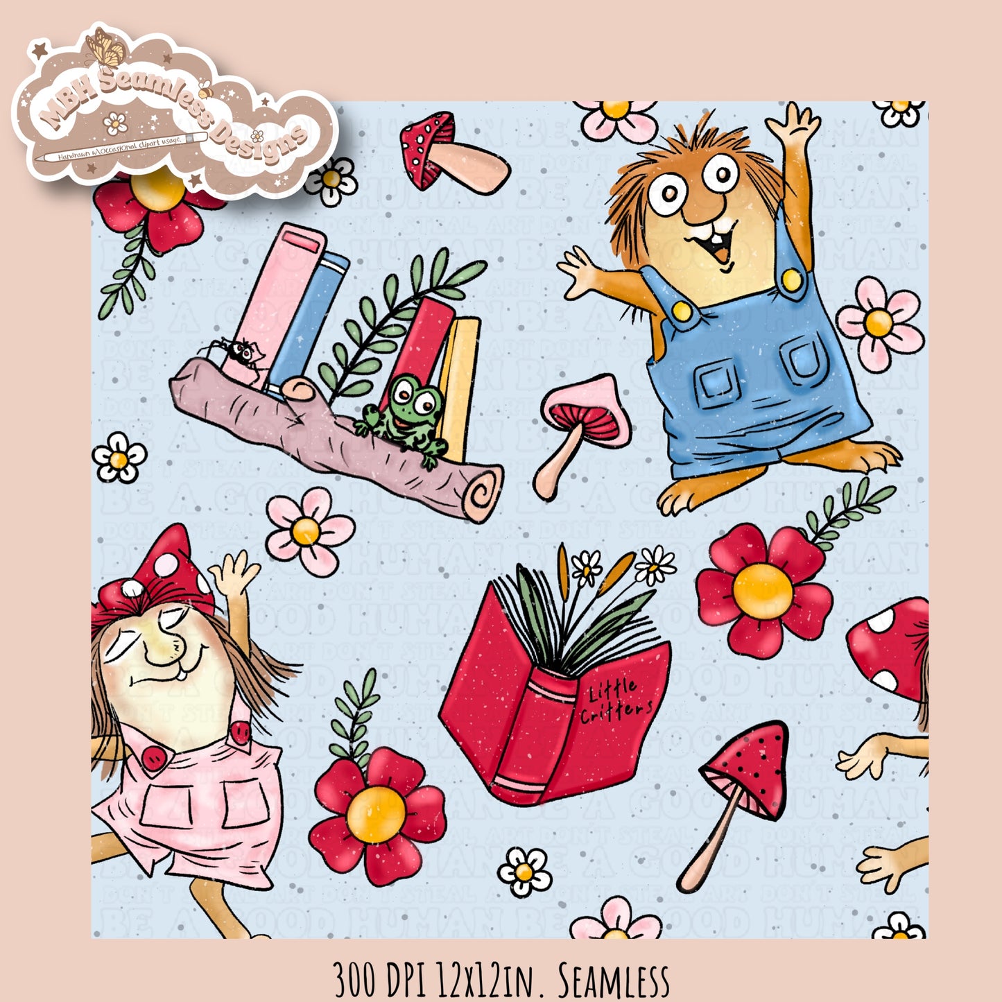 Little Critters Seamless Pattern // PNG // Multiple Colorways