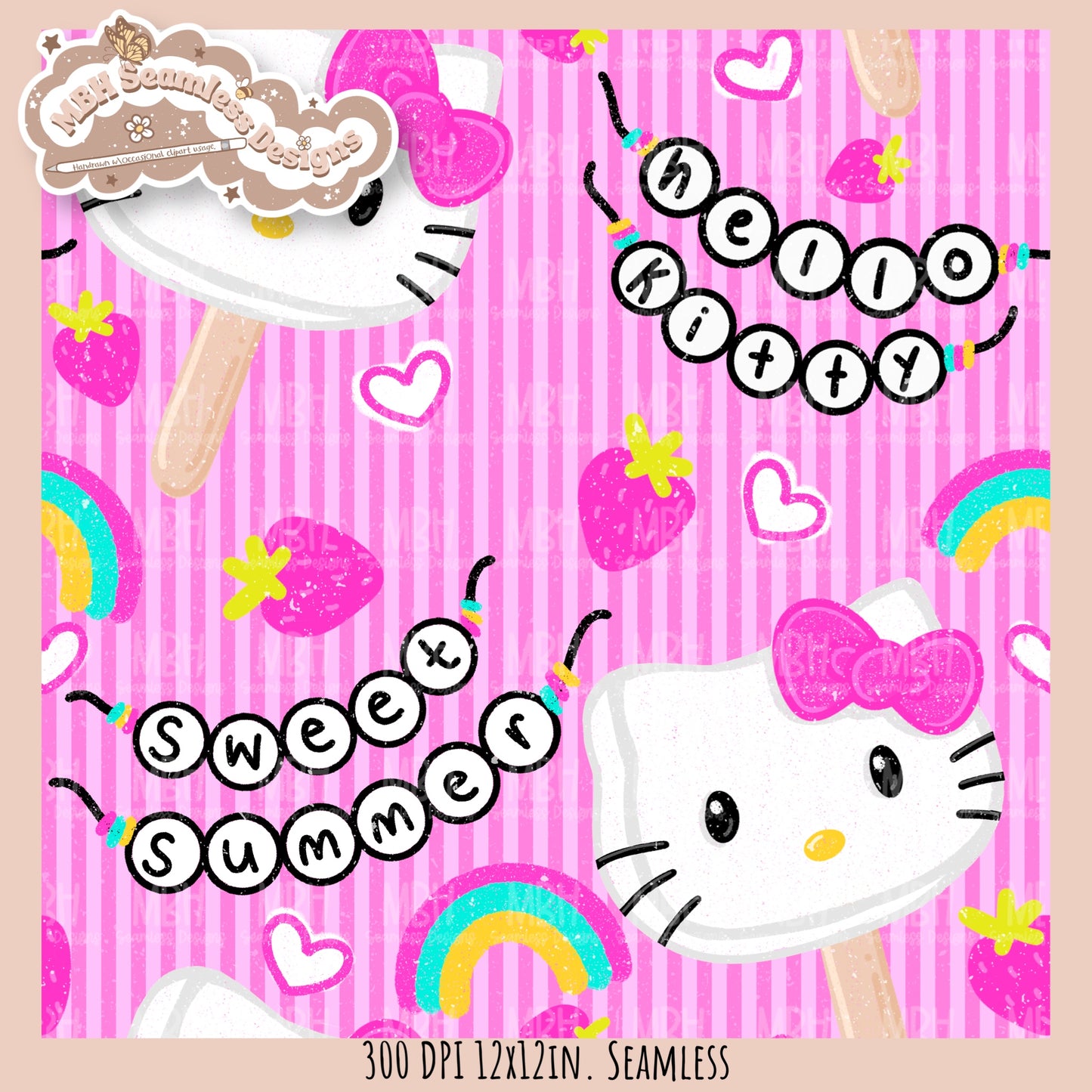 Sweet Summer KH Pops Seamless Pattern // PNG // Assorted Colorway Options