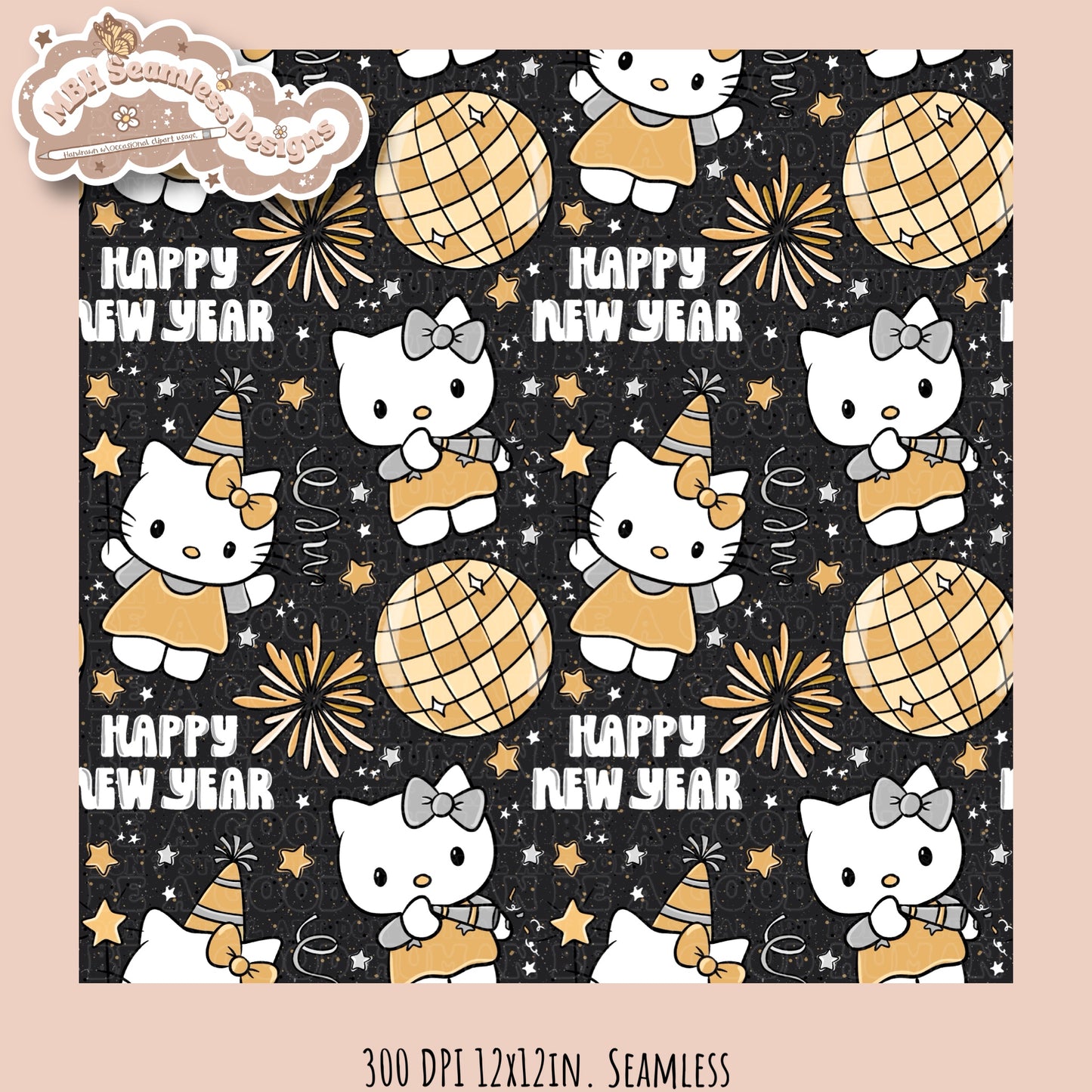 HK New Years Seamless Pattern MULTIPLE COLORWAYS