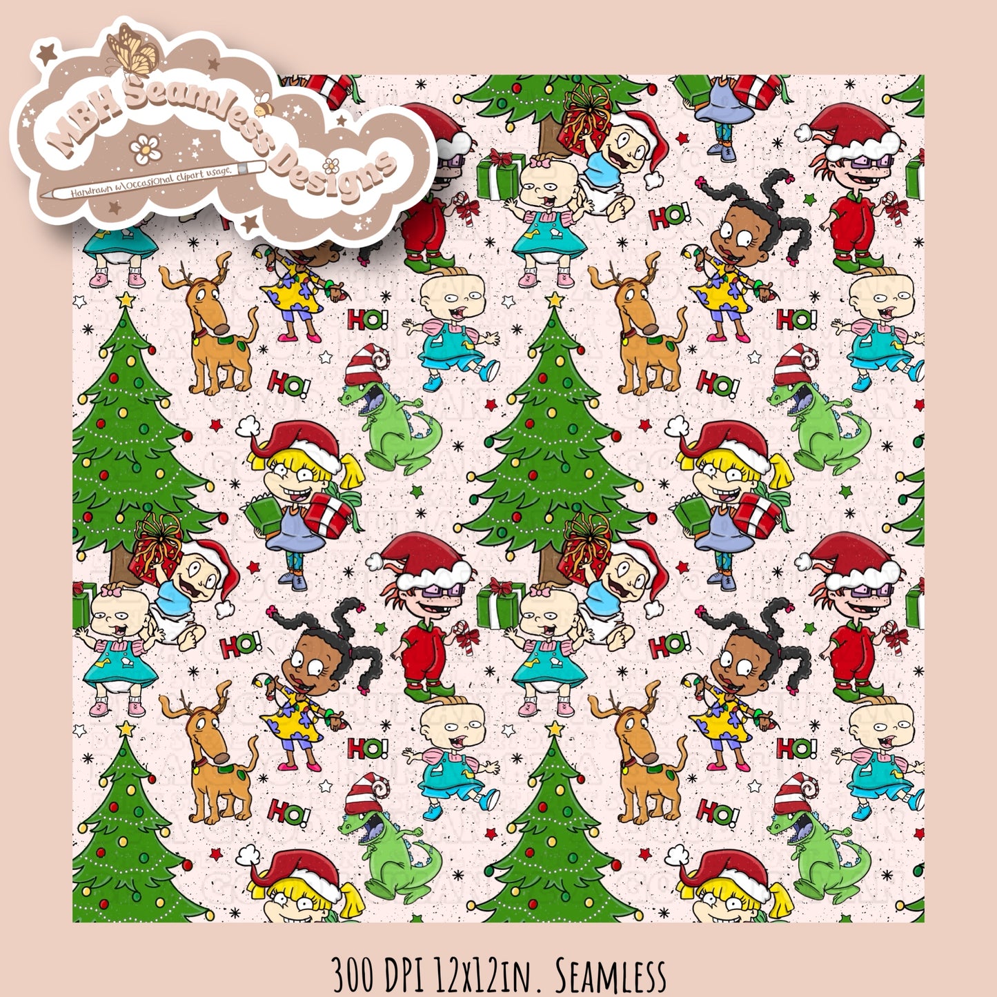 Rugrats Christmas Seamless MULTIPLE COLORWAYS