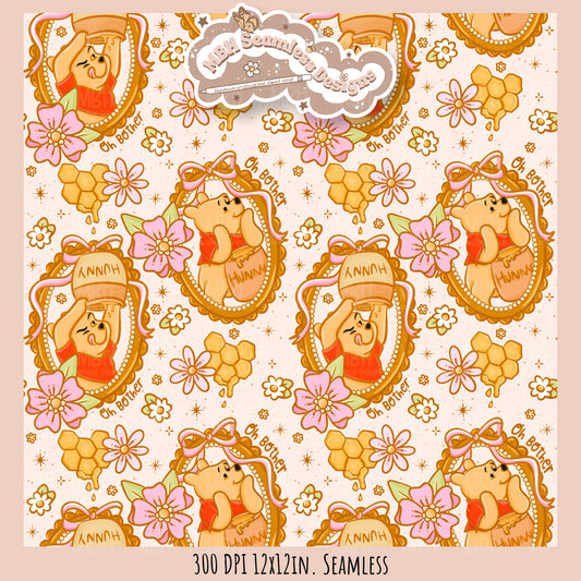 Floral Framed Bear Seamless Pattern • Assorted Colorway Options
