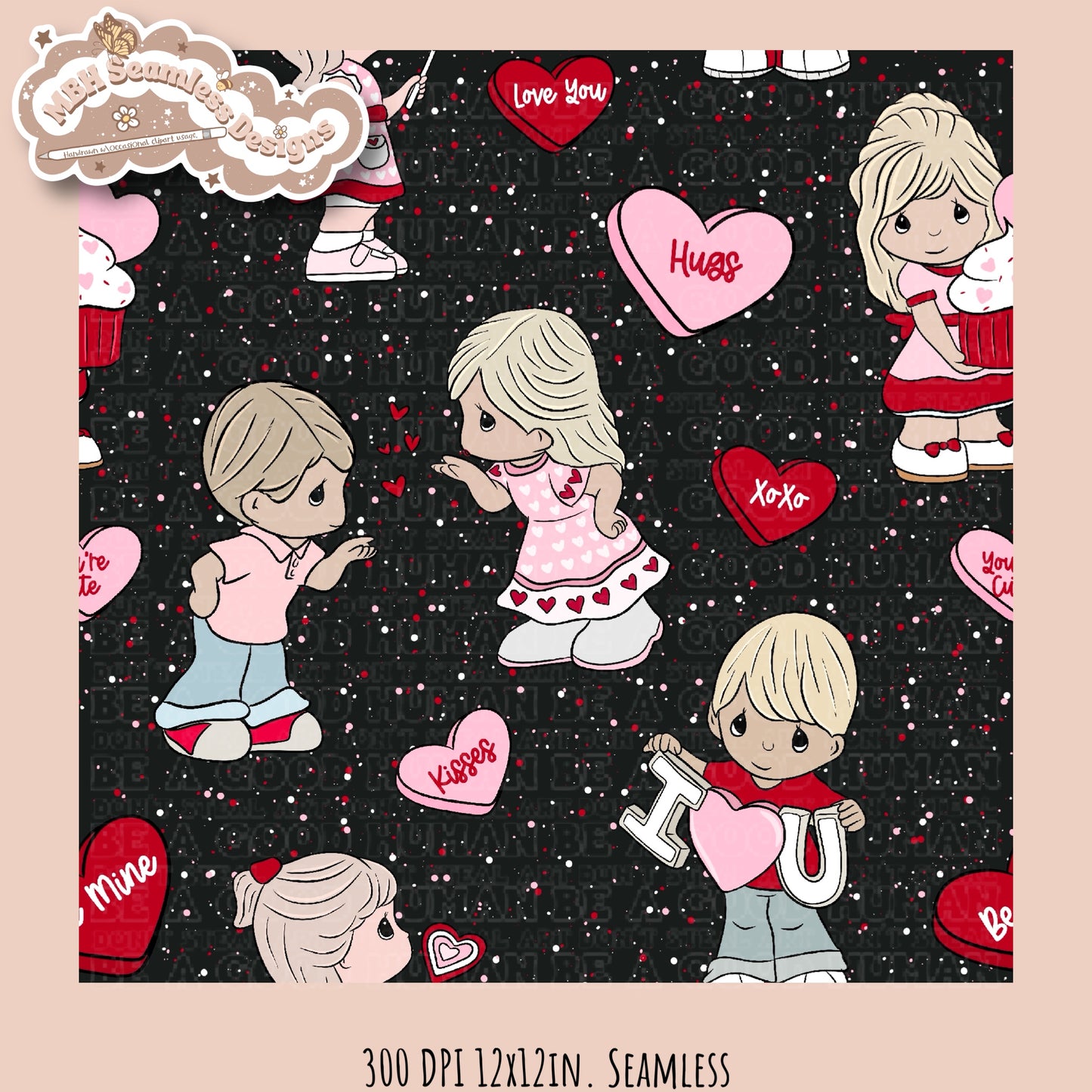 Precious Moments x Valentine’s Day Seamless Pattern Multiple Colorways