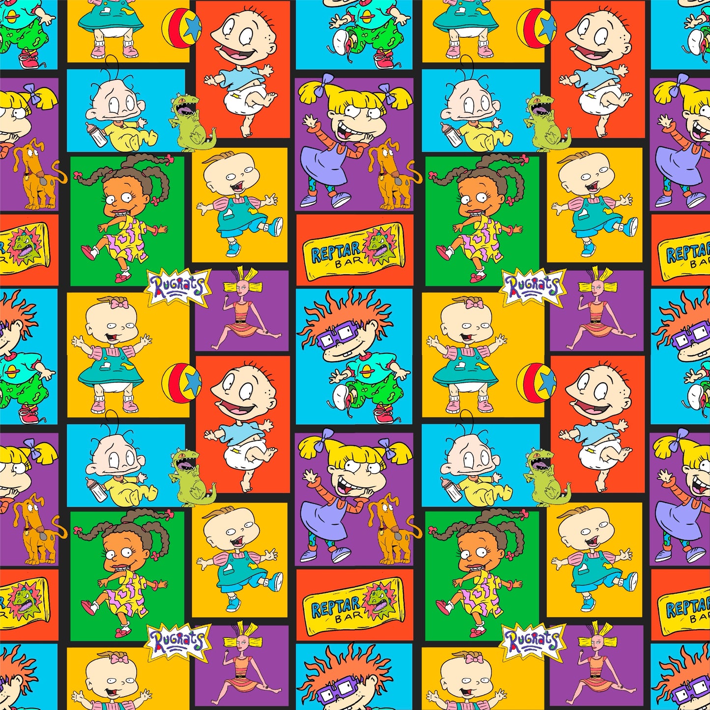 Colorblock Rugrats Seamless Pattern MULTIPLE COLORWAYS