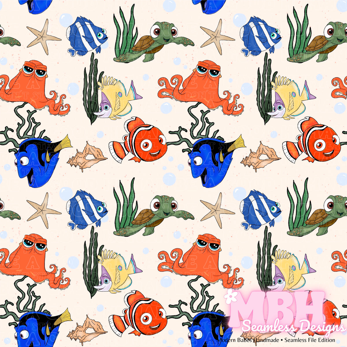 Finding Nemo Fish Pattern Underwater Nemo & Friends Seamless Pattern – MBH Seamless Designs