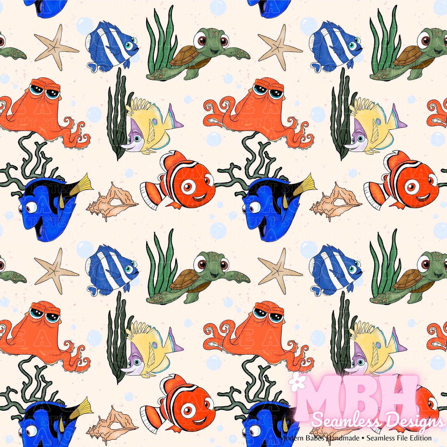 Underwater Nemo & Friends Seamless Pattern