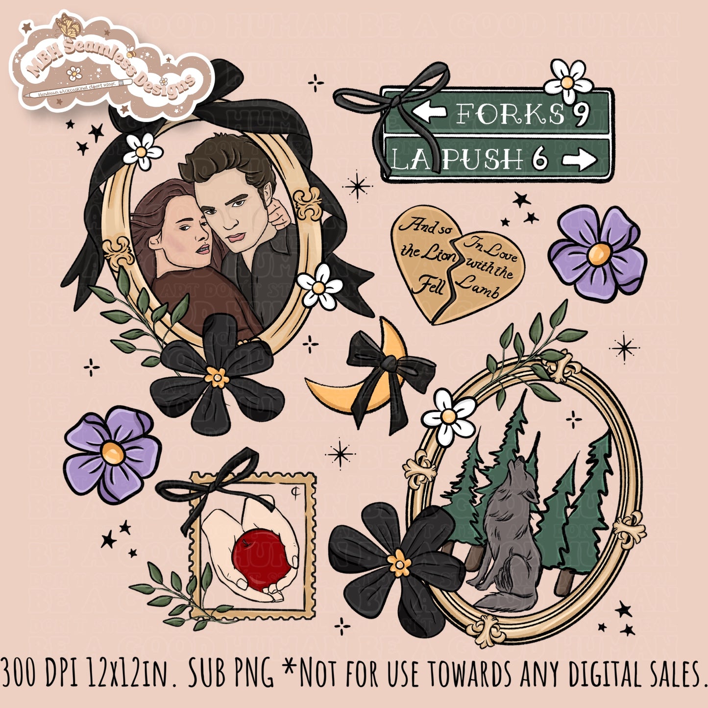 Twilight x Frames Seamless Pattern // PNG // Assorted Colorways