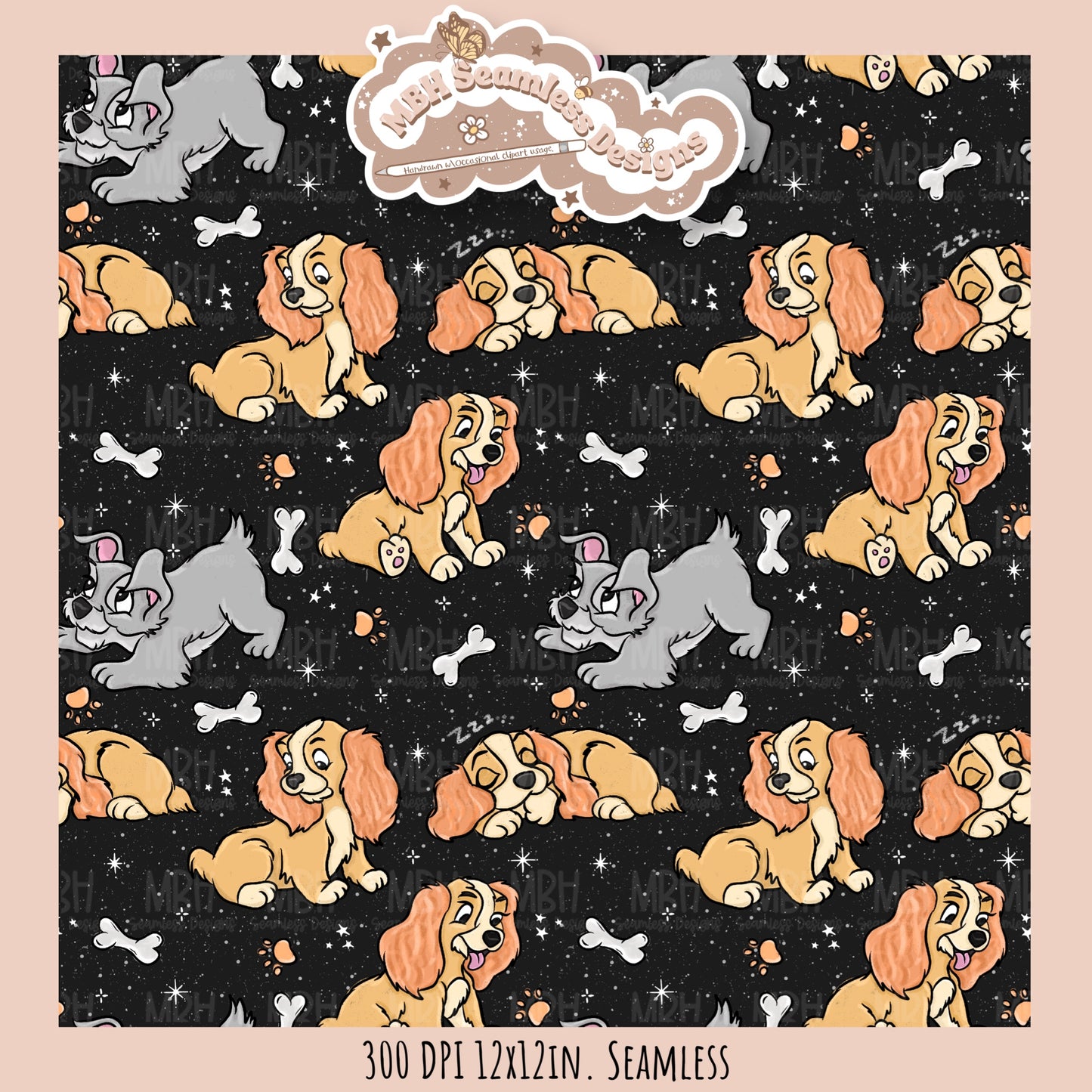 L&T Puppies Seamless Pattern // PNG // Multiple Colorway Options