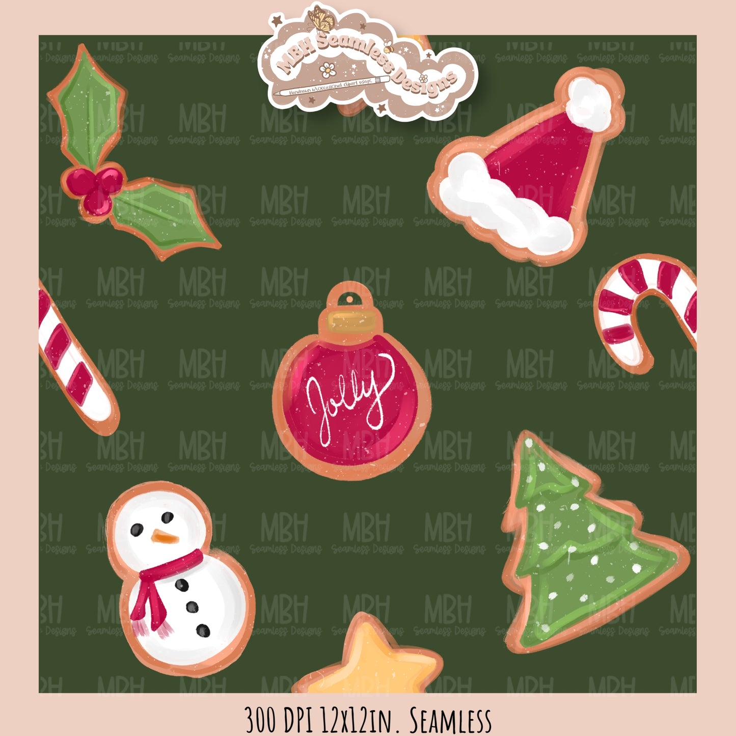 Christmas Cookies Seamless Pattern // Assorted Colorway Options