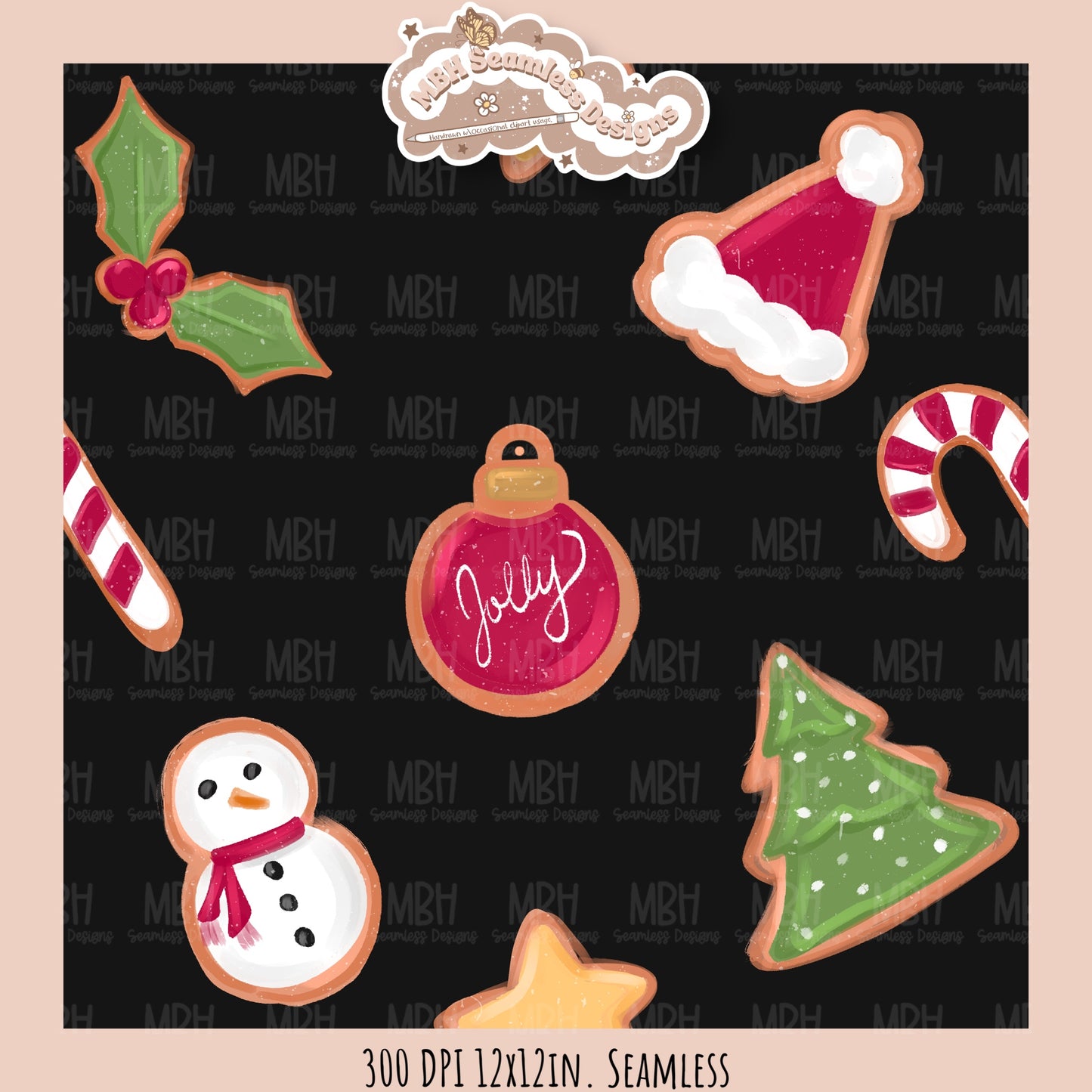 Christmas Cookies Seamless Pattern // Assorted Colorway Options