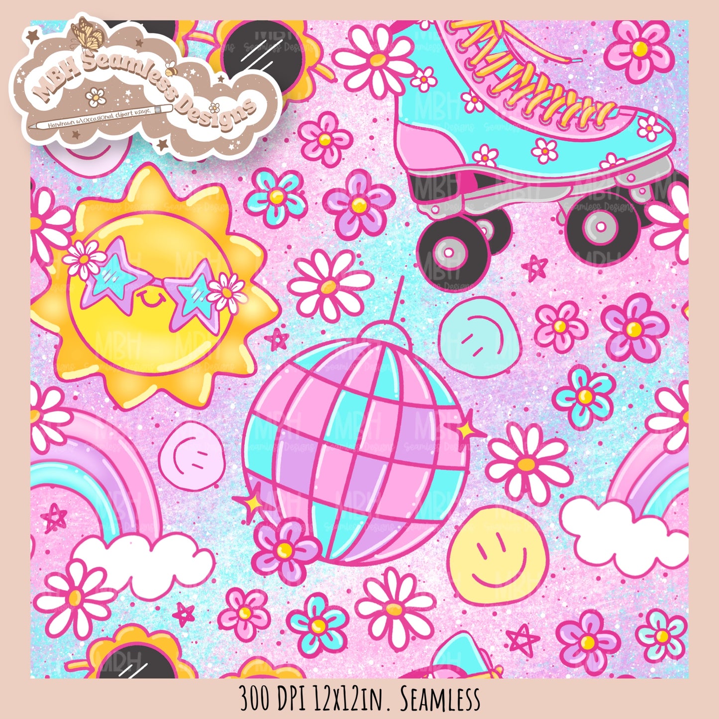 Groovy Summer Seamless Pattern //  MULTIPLE COLORWAYS