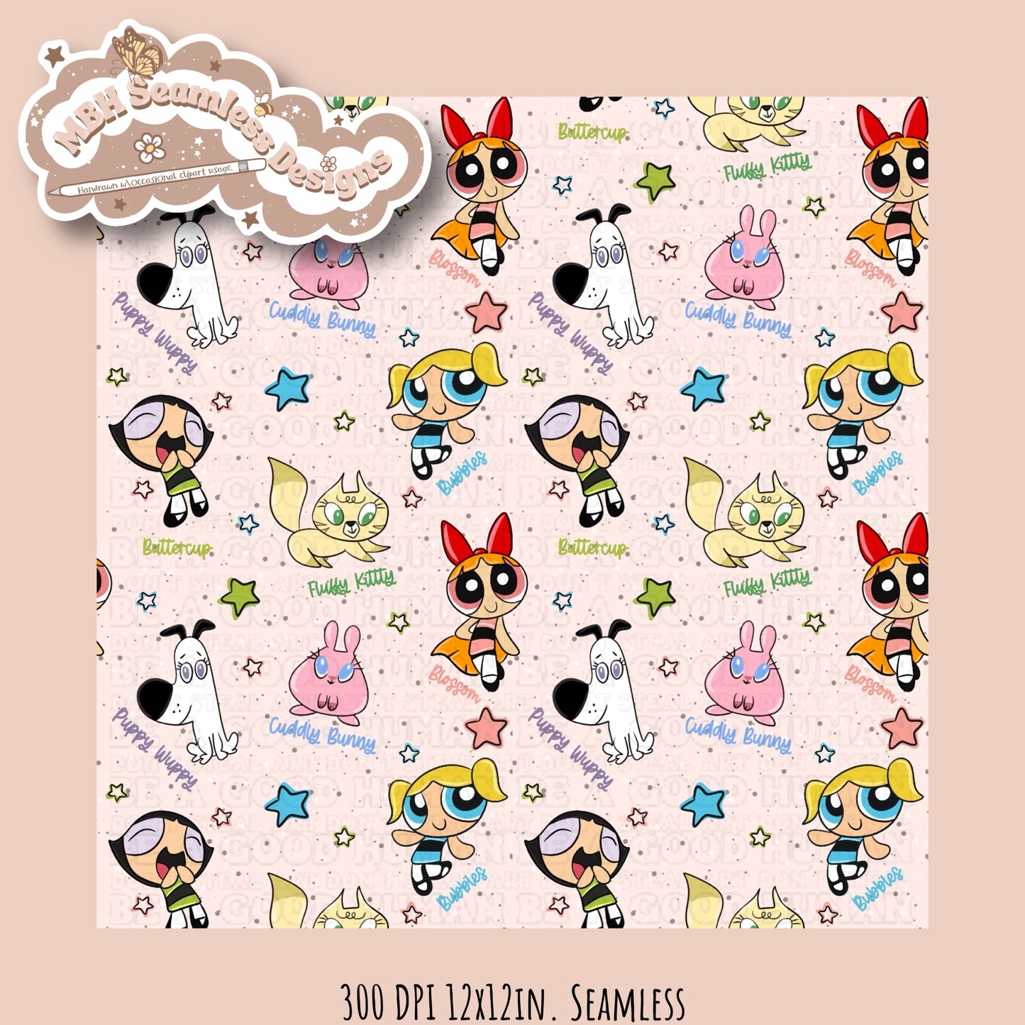 PPG Fluffy Bunch Seamless Pattern MULTIPLE COLORWAYS