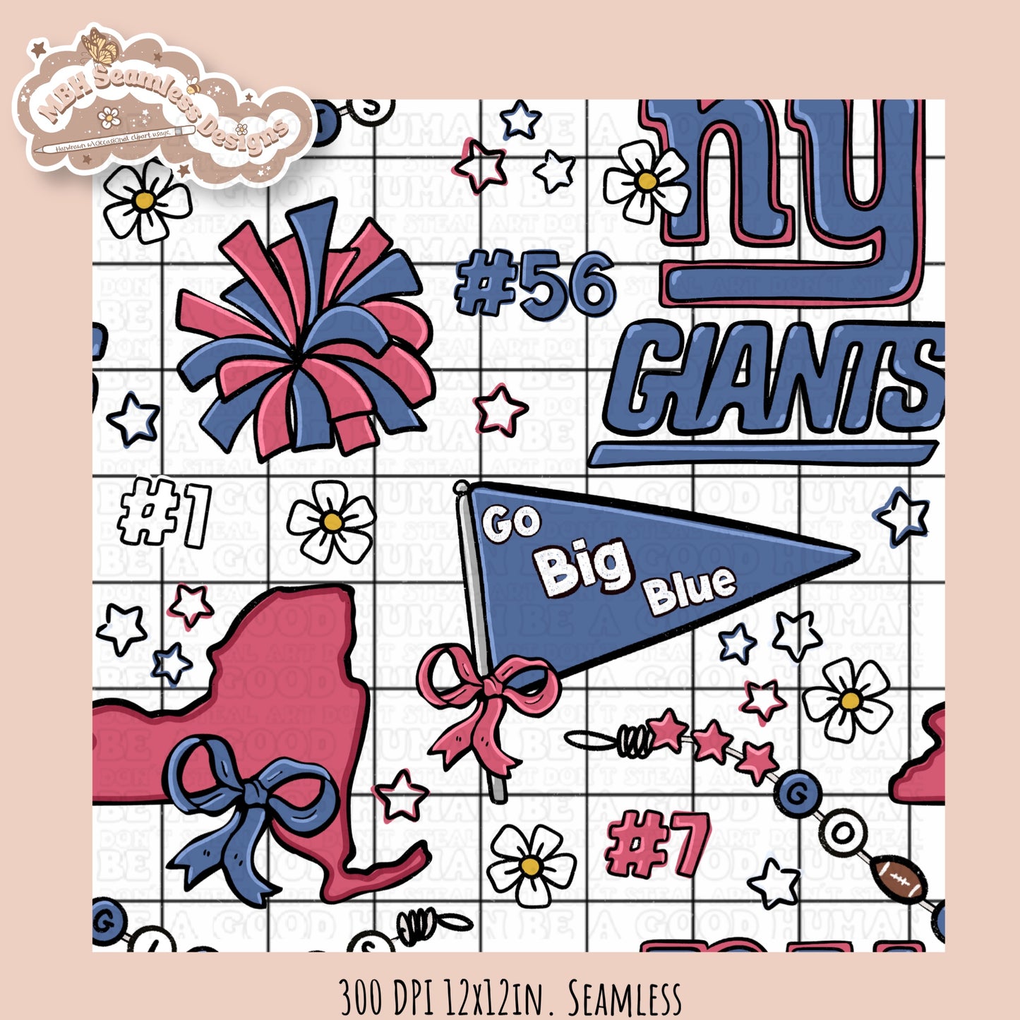 Giants x Daisies Football Seamless Pattern // Assorted Colorways