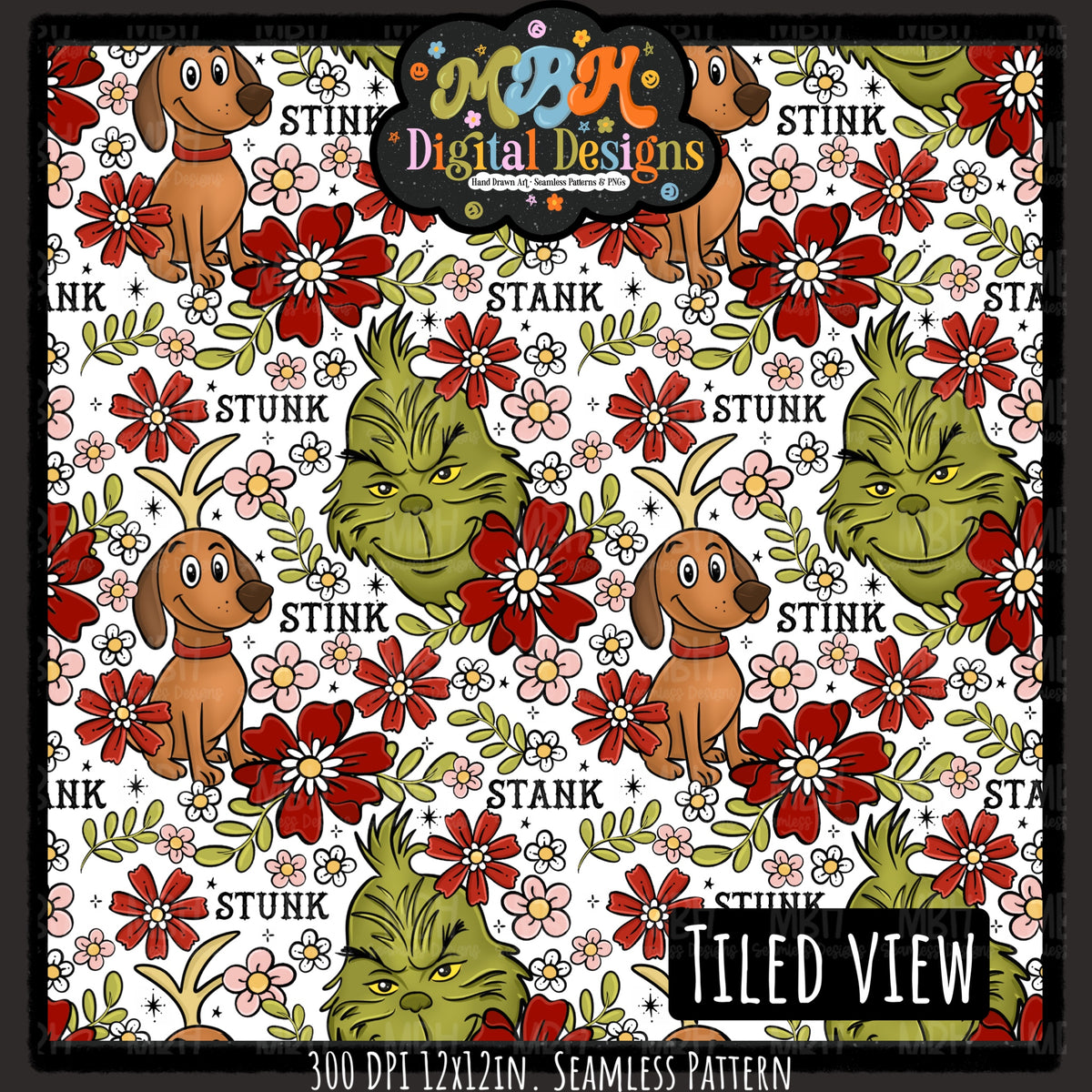 Stink Stank Stunk x Tattoo Floral Seamless Pattern // MULTIPLE COLORWAYS