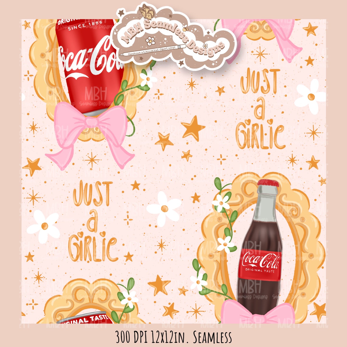 Coquette Cola Frames Seamless Pattern//Multiple Colorway Options