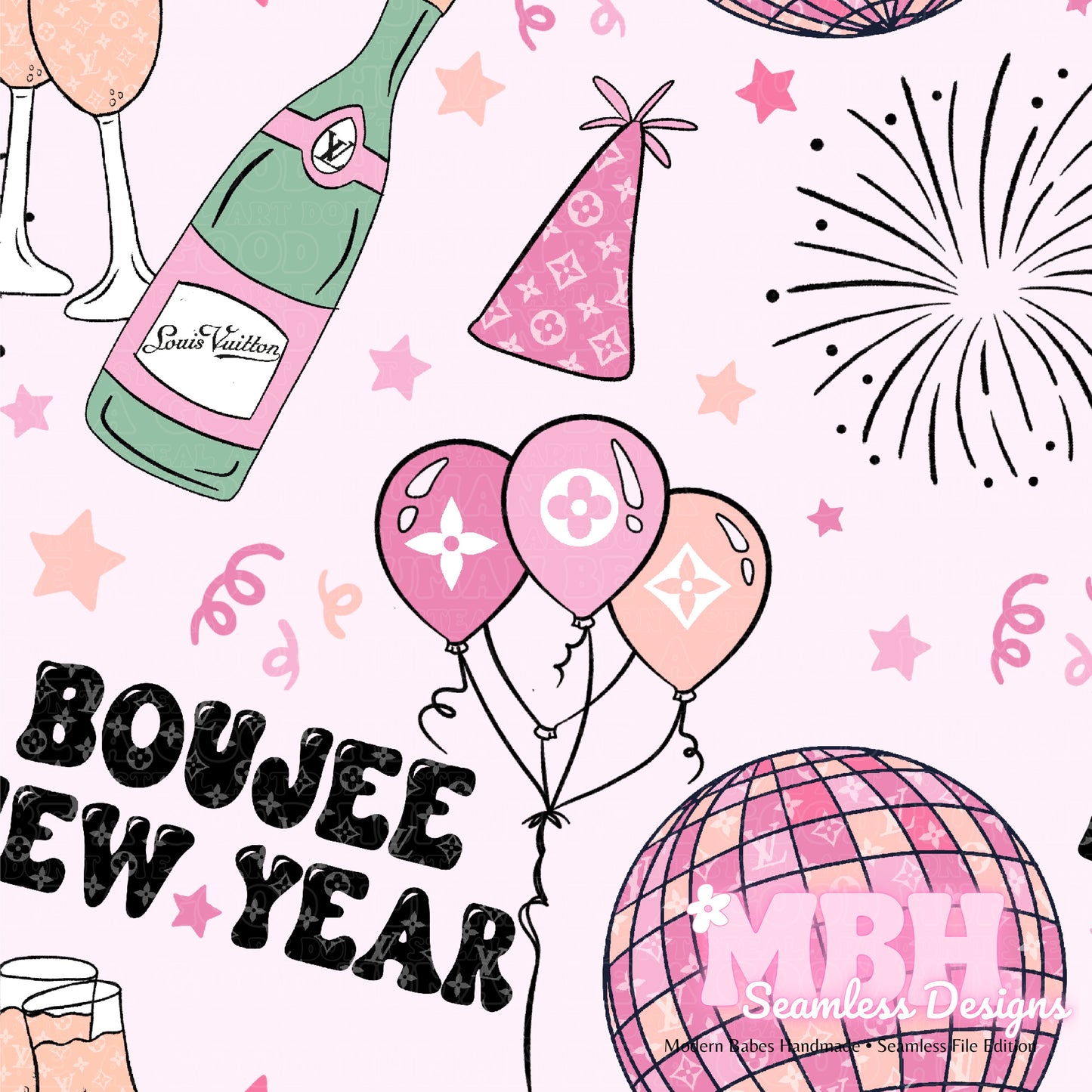 Boujee New Year Seamless Pattern