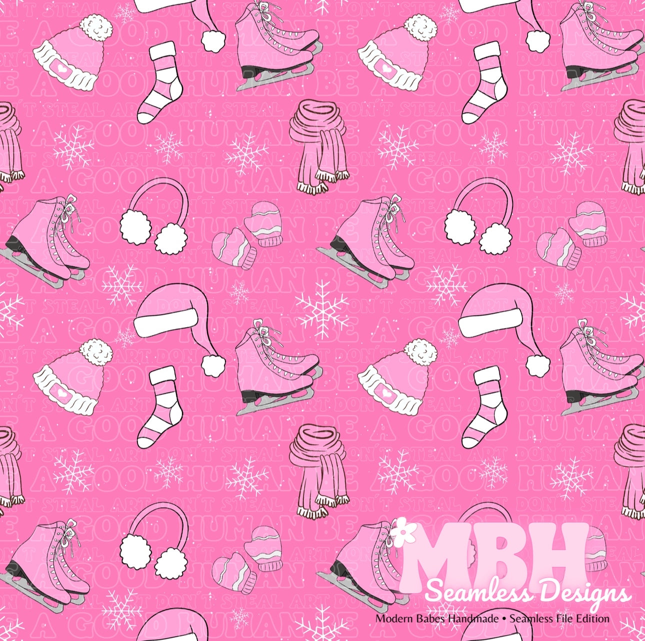 Ice Skating Seamless Pattern