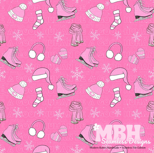 Ice Skating Seamless Pattern