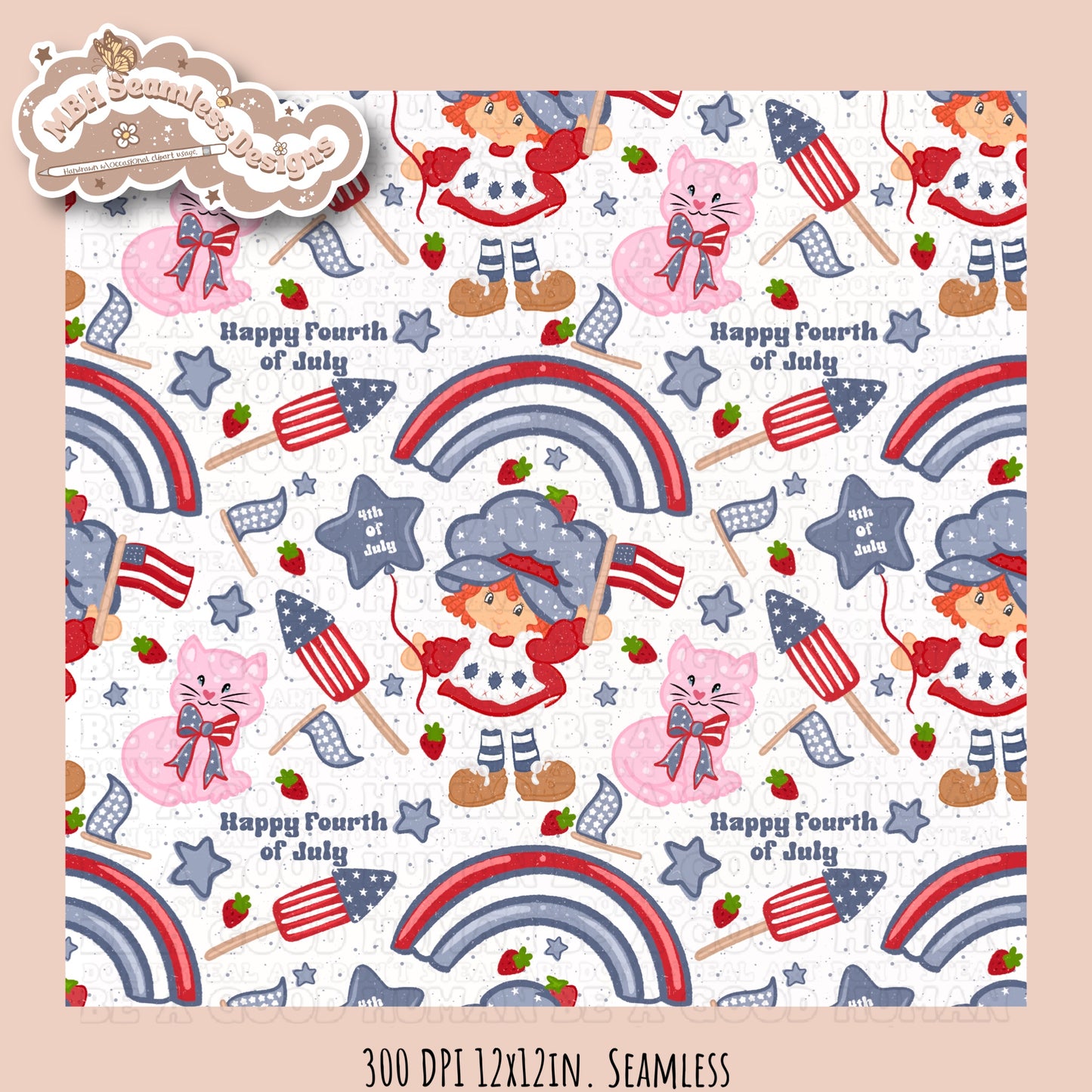 Strawberry Shortcake FOJ Rainbows Seamless Pattern •Multiple Colorways