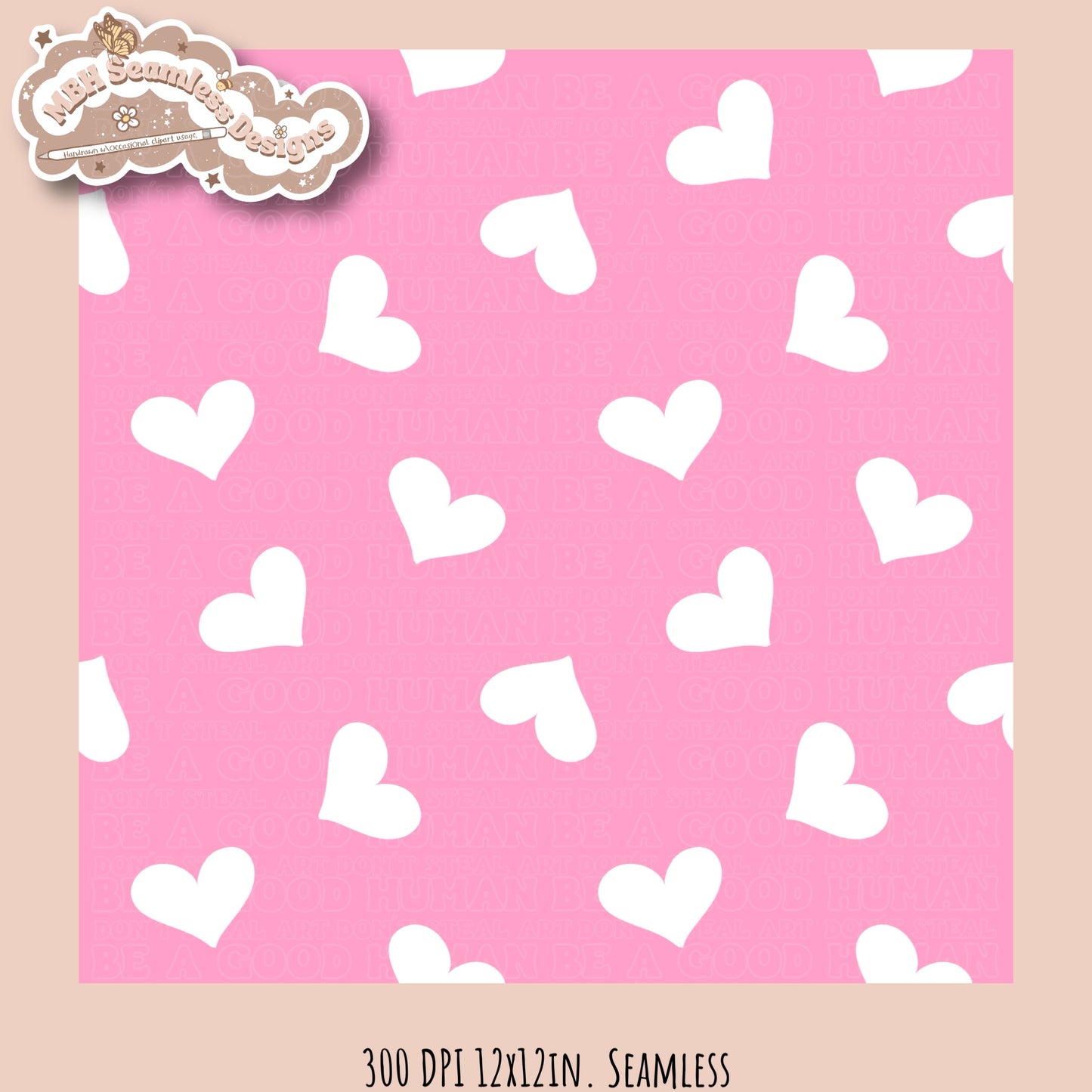 White Scattered Hearts Seamless Pattern MULTIPLE COLORWAYS