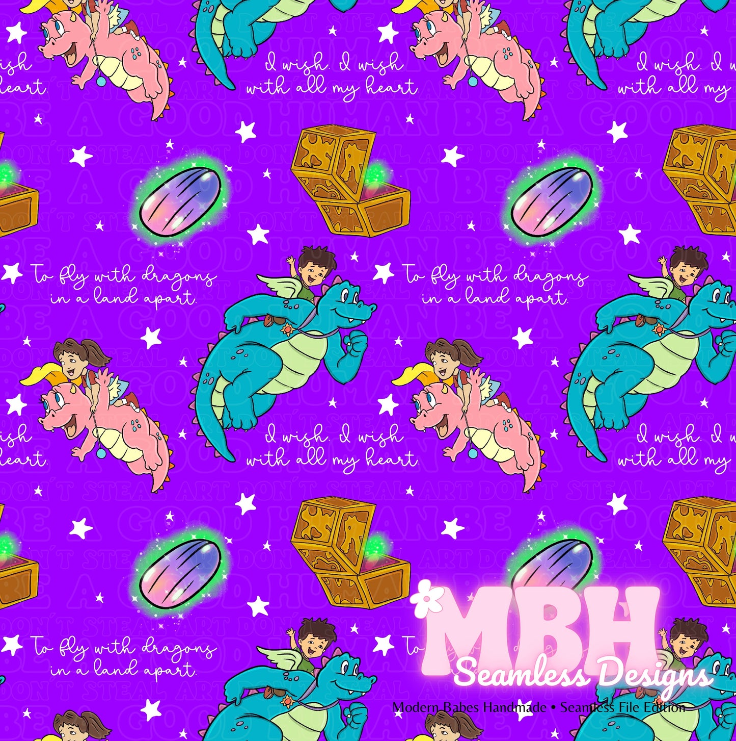 Dragon Tales Lryics Seamless Pattern MULTIPLE COLORWAYS