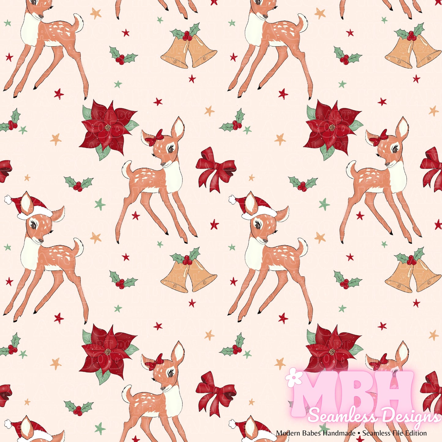 Dusty Vintage Reindeer Seamless Pattern