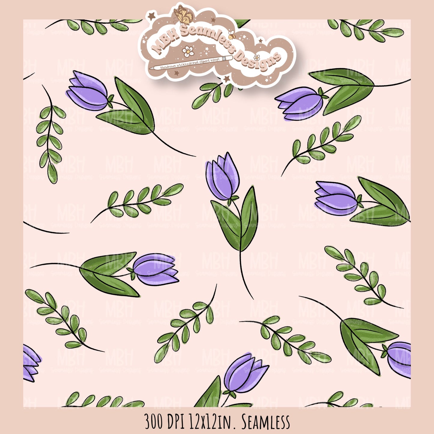 Tulips Seamless Pattern //MULTIPLE COLORWAY OPTIONS