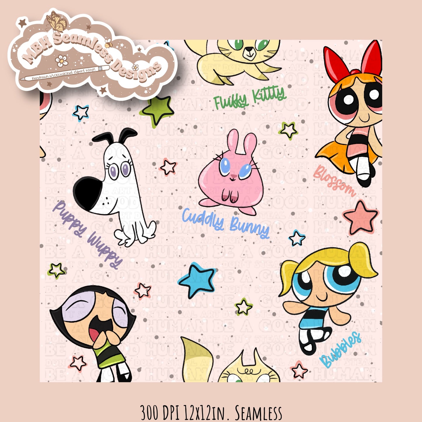 PPG Fluffy Bunch Seamless Pattern MULTIPLE COLORWAYS