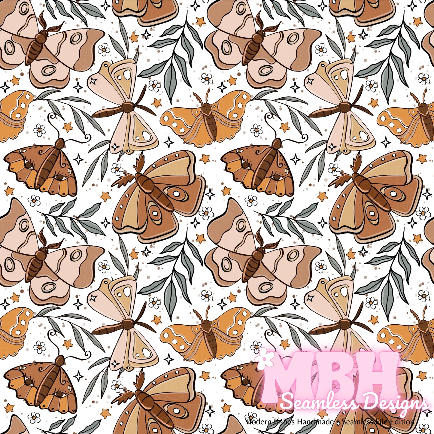 Bohemian Moths Seamless Pattern MULTIPLE COLORWAYS