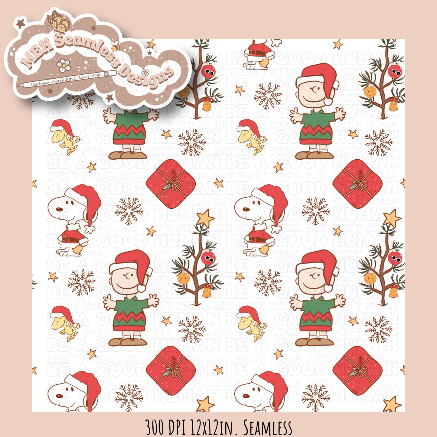 Charlie Brown Christmas Seamless Pattern