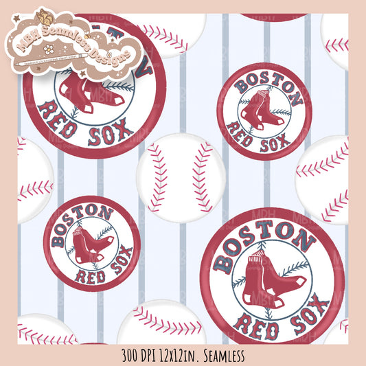 Boston Sox Baseball Stripes Seamless Pattern