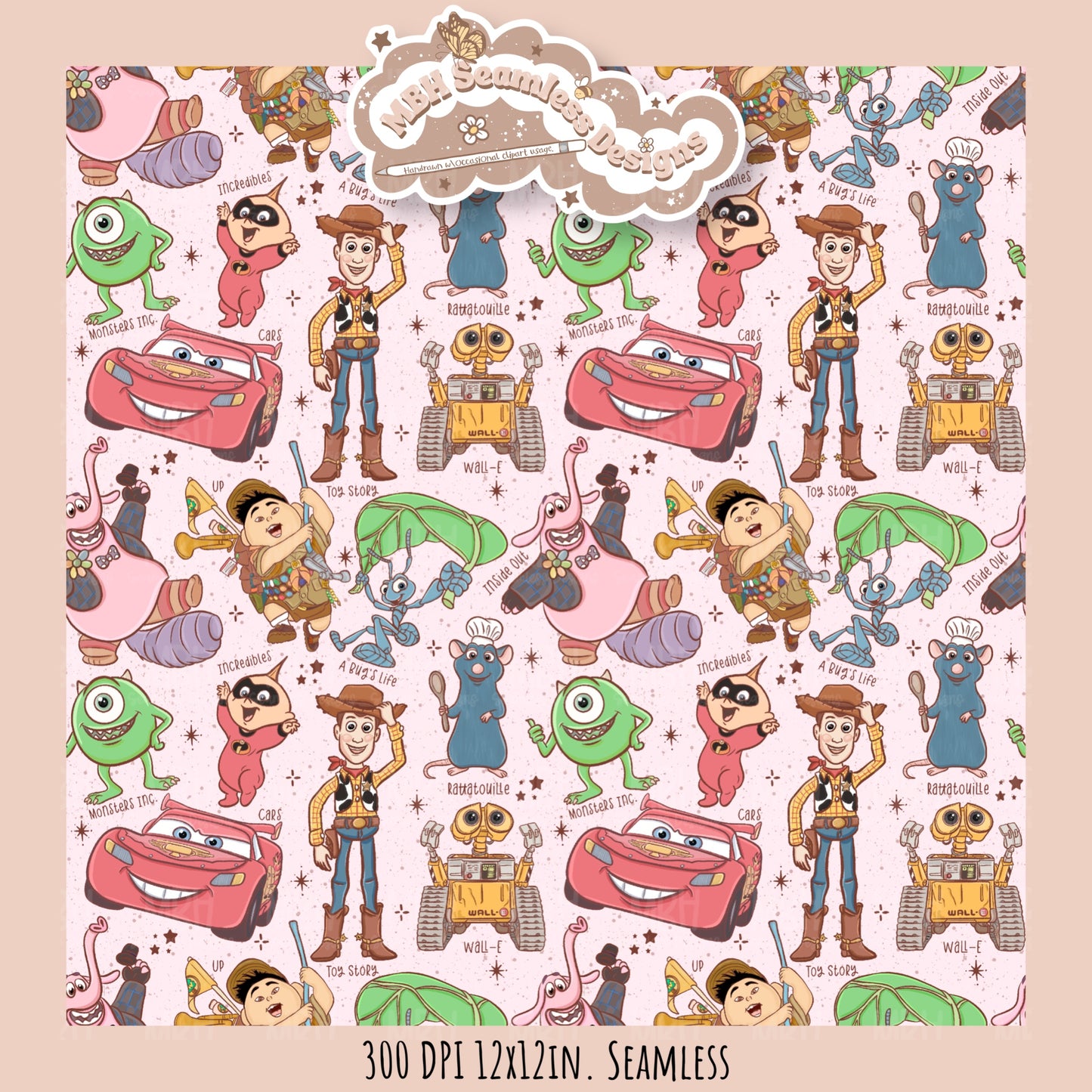 Starry Pixar Mashup Seamless Pattern // Multiple Colorway Options