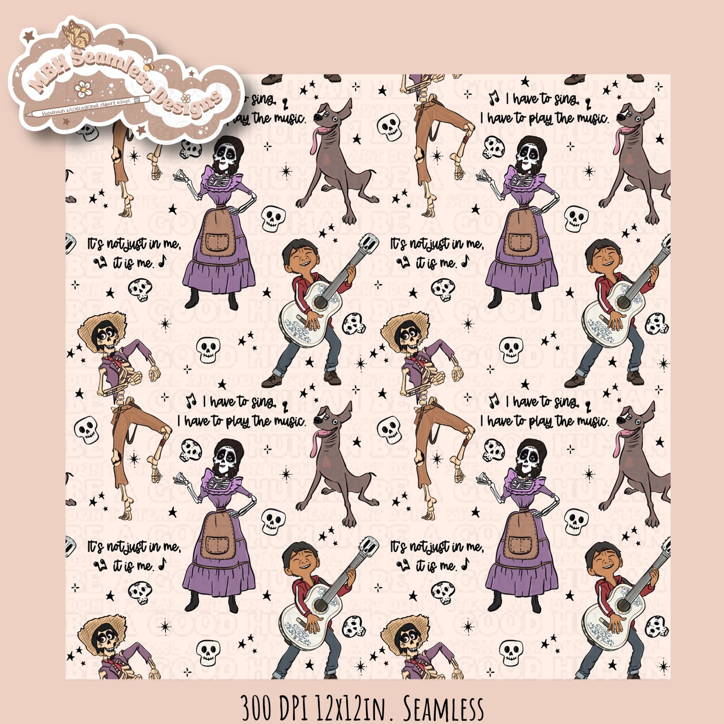 Coco Lyrics Seamless Pattern • Multiple Colorways