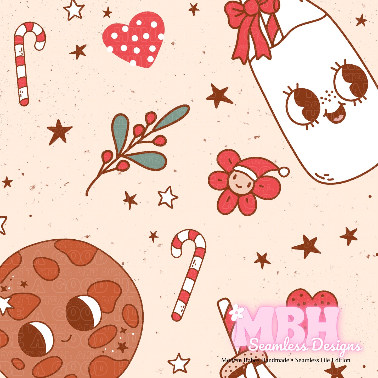 Retro Milk and Cookies Seamless Pattern