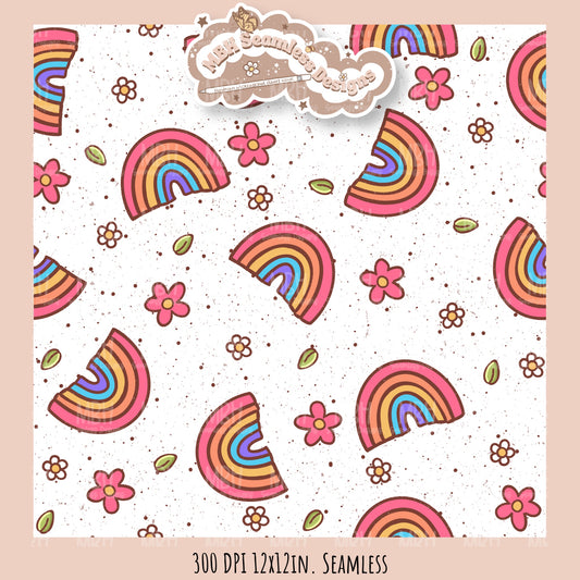 Coordinate PPG Floral Rainbows Seamless Pattern // PNG // Assorted Colorway Options