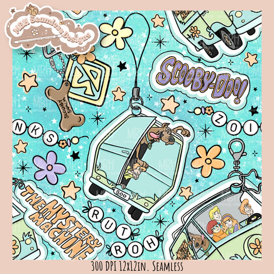 Scooby Charms Seamless Pattern MULTIPLE COLORWAYS // PNG
