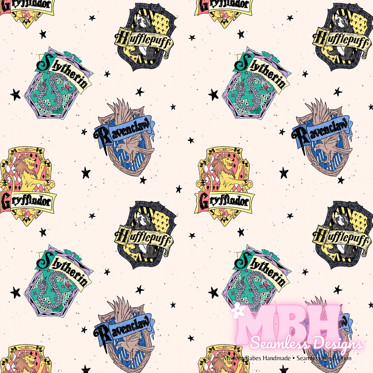 Starry HP Crests Seamless Pattern – MBH Seamless Designs